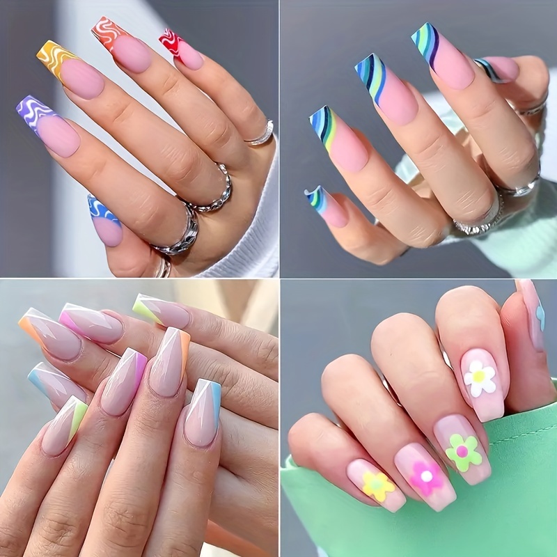 500Pcs Long Square False Nails Tips with Box